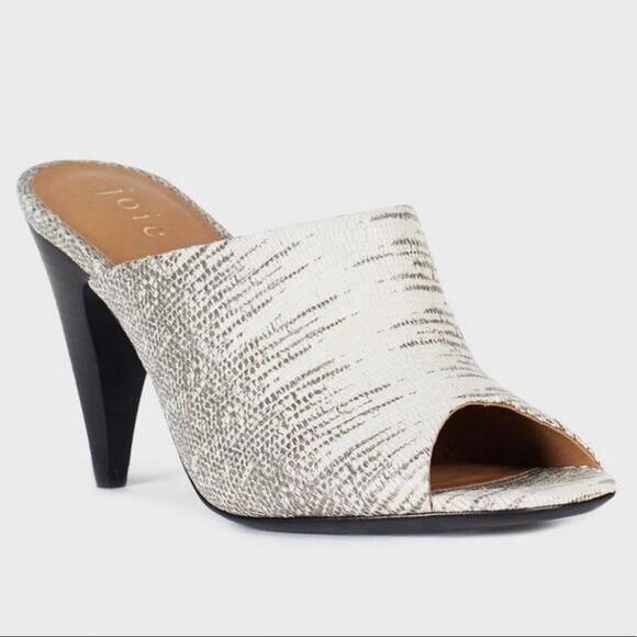 NWOT JOIE Olya Lizard Snakeskin Animal Print Mule Clog Peep Toe Heels 36.5/6.5 - Picture 1 of 12
